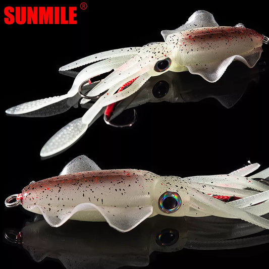 SUNMILE Fishing Soft Squid Lure 20g/60g/80g/100g/120g/150g Luminous/UV Squid Jig Fishing Lures For Sea Fishing Wobbler Bait