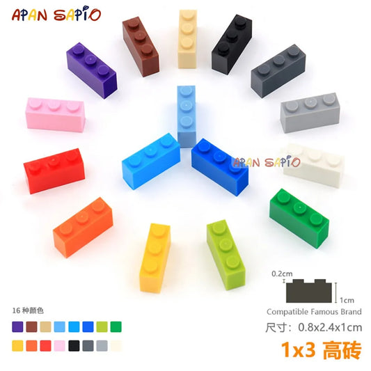 15pcs/lot DIY Blocks Building Bricks Thick 1X3 Educational Assemblage Construction Toys for Children Size Compatible With Brand