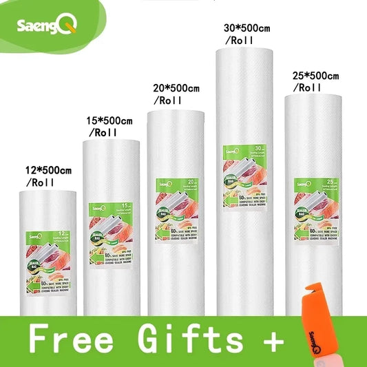 saengQ vacuum bags for food Vacuum Sealer Food Fresh Long Keeping 12+15+20+25+30cm*500cm Rolls/Lot bags for vacuum packer