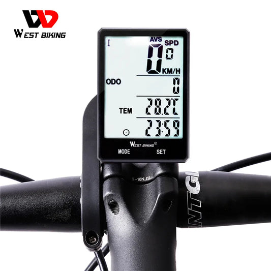 WEST BIKING Wireless Bicycle Computer Backlight Waterproof Cycling Speedometer Mechanical Magnet Speed Sensor Bike Odometer