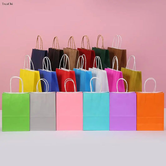 10/20Pcs Paper Bags White Gift Packaging Bag for Guests Wedding Party Kids Birthday Chocolate Decorl Navidad Christmas Gift Bag