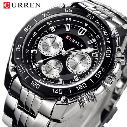 CURREN 8077 Full Stainless Steel Band Watches For Men Fashion Army Military Quartz Mens Watch Sport Wristwatch Male Clock Reloje