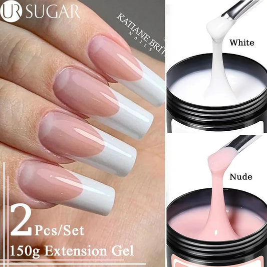 UR SUGAR 2Pcs Quick Extension Gel Kit 150g White Nude French Nails Camouflage Hard Gel UV LED Nail Art Design Varnish Manicure