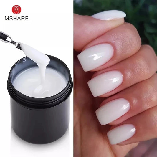 MSHARE Milky White Self Leveling Gel Camouflage Encapsulated For Nail Extension Running Thin 150ml Lopende Dunne Gel